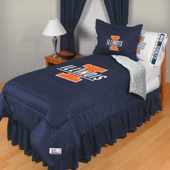 Family Bedding - Illinois Fighting Illini Bedding   NCAA Comforter and Sheet Set Combo
