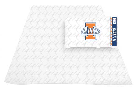 Family Bedding - Illinois Fighting Illini Sheets and Pillow Case